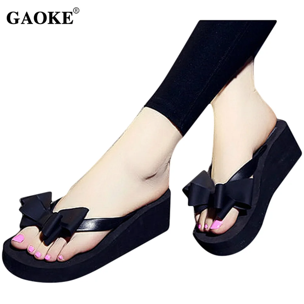 

2018 Summer Woman Shoes Platform Bath Slipper Wedge Beach Flip Flops High Heel Slippers For Women Beach Flip Flops Summer Sandal