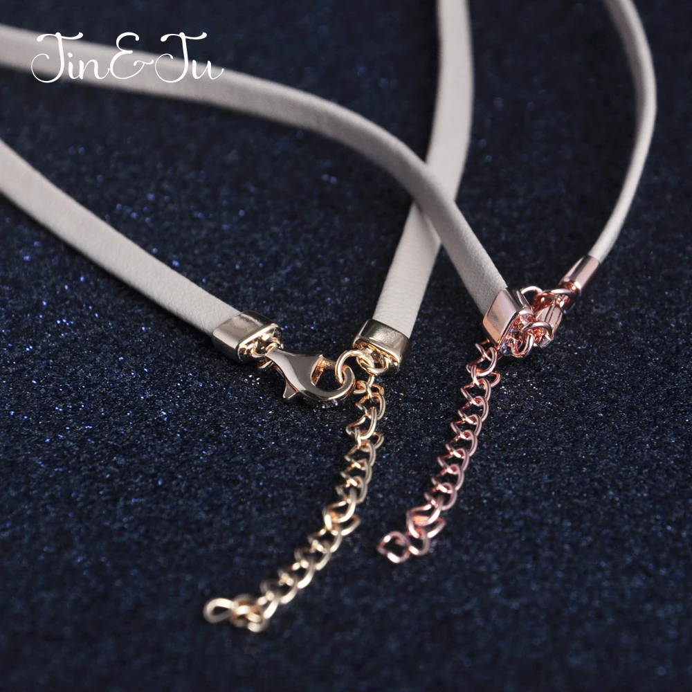 Jin& Ju ювелирные изделия 925 пробы серебряные женские ювелирные изделия для девушек новые женские сексуальные хрустальные маленькие дизайнерские кожаные Чокеры ожерелья