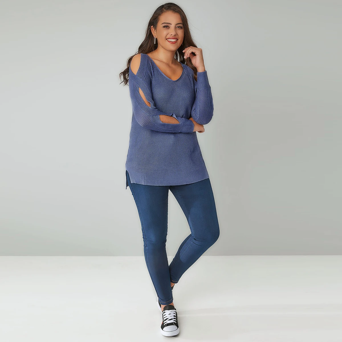 Kissmilk Plus Size Women Hollow Out Blue Scoop Neck Sweater 2018 Autumn New Arrival Solid Casual Pullovers Sweater for Female Kissmilk Plus Size Women Hollow Out Blue Scoop Neck Sweater 2018 Autumn New Arrival Solid Casual Pullovers Sweater for Female