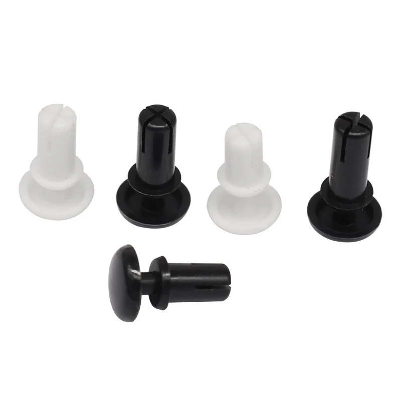 

100pcs Diameter 2.1mm R Type Expansion Rivet Nut Nylon Plastic Buckle Clip for Computer PCB Mother Board Black White