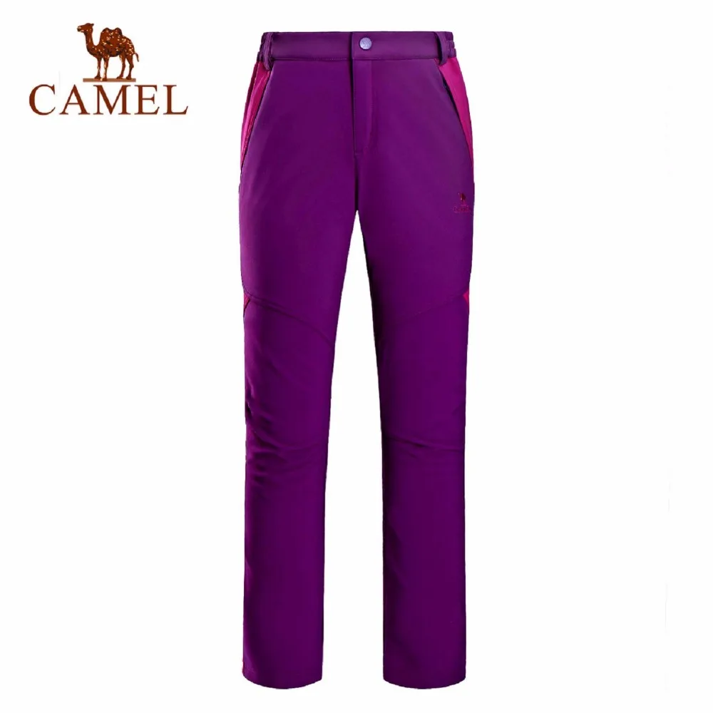 Camel 2018 New Women's Outdoors Thermal Waterproof Anti-static Fleece Soft Shell Pants A7W114107