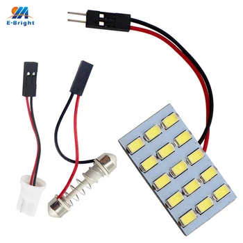 

YM E-Bright 50PCS LED Panel Light 5730 15 SMD 15 LEDs 12V DC With T10 Festoon Adapters Panel Lights Super White Color
