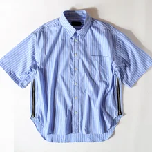 Уличная мужская одежда в стиле хип-хоп дизайнерская мужская одежда рубашка в полоску с короткими рукавами на молнии