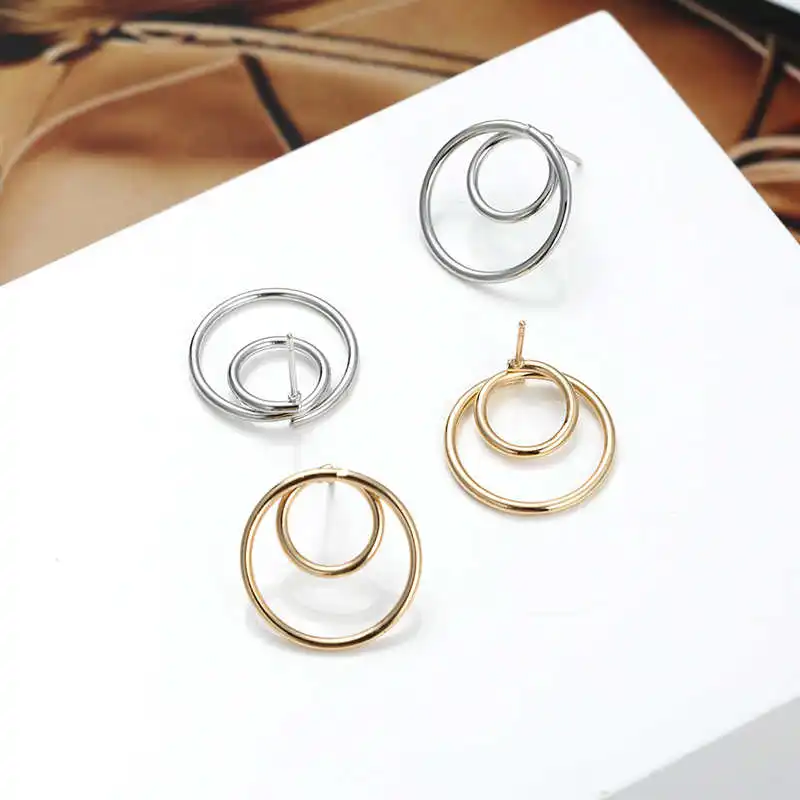 

New Simple Stud Earrings For Girl 2019 Small Round Circle Ear Jewelry Golden Silver Color Brincos Gift For Friend Wholsale