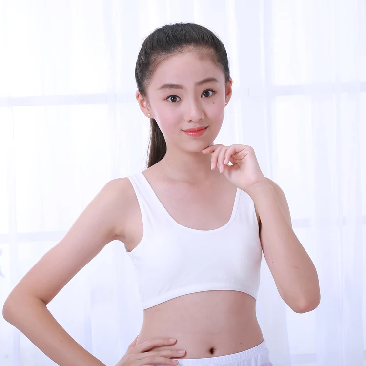 От 9 до 15 лет однотонный белый Хлопковый спортивный бюстгальтер для ...
