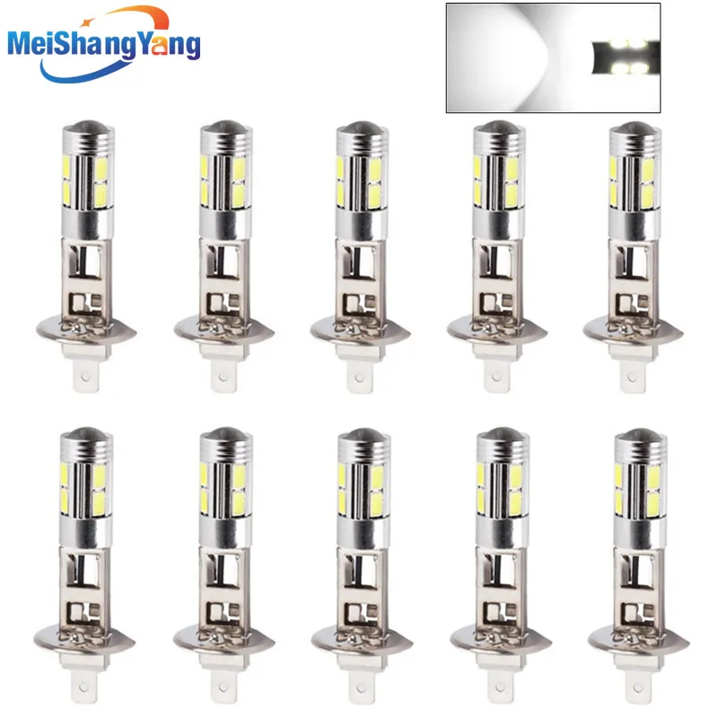 

10Pcs H1 Led Bulbs Super Bright White High Power 10 SMD 5630 Auto LED H1 Car Light Fog Signal Turn Light Driving DRL Lamp 12V