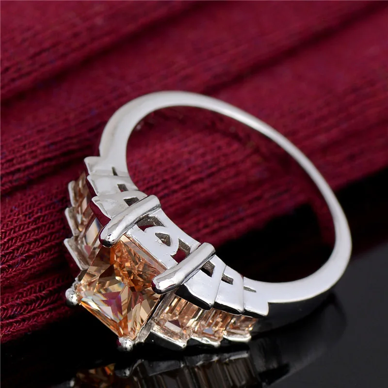 H:HYDE New jewelry 4 Colors CZ Cubic Zirconia Stone Charming silver wedding ring for women size 7-9 anillos mujer