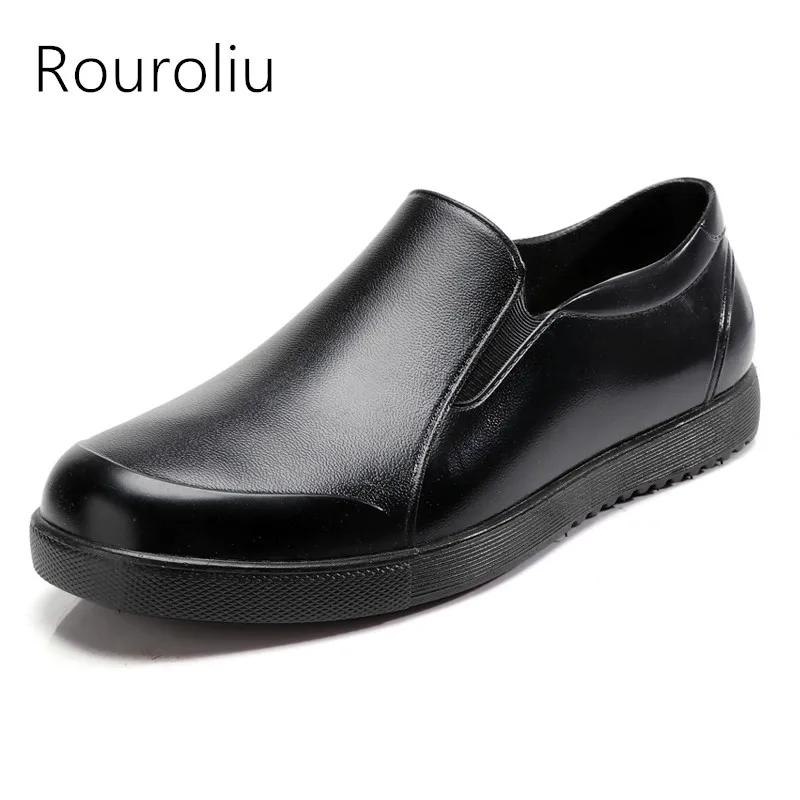 

Rouroliu Men Non-Slip Ankle PVC Rain Shoes Work Shoes Spring Autumn Breathable Waterproof Water Shoes Wellies RB124