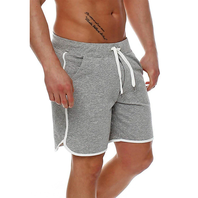 

HEFLASHOR 2019 Solid Men's Shorts Summer Mens striped drawstring Beach Shorts Cotton Casual Male Shorts Homme Brand Clothing