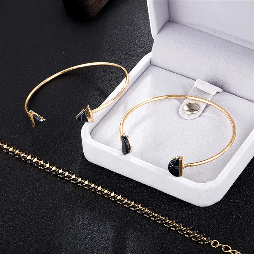 2019 New Women Men Fashion Bracelet Creative Leaves Wheat Ears Round Summer Beach Open Bracelet 3 Piece Set #E03 (8)