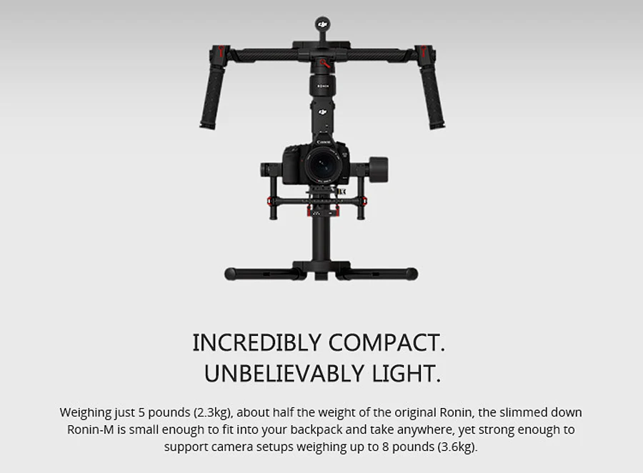 DJI Ronin-M поддерживает камеры до 3,6 кг бесшумный режим для тихой работы помощник программного обеспечения для iOS и Windows dji ronin m