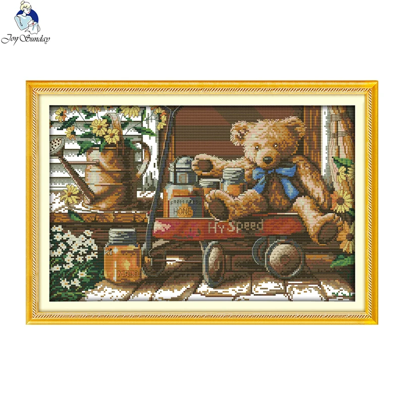 Joy Sunday мультфильм Стиль медовый медведь Счетный крест стежка рождественские чулки ручной работы вышивка наборы для ремесла подарки