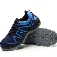 DEWBest/легкая дышащая мужская защитная обувь со стальным носком; Рабочая обувь для мужчин; нескользящие строительные кроссовки со светоотражающими элементами