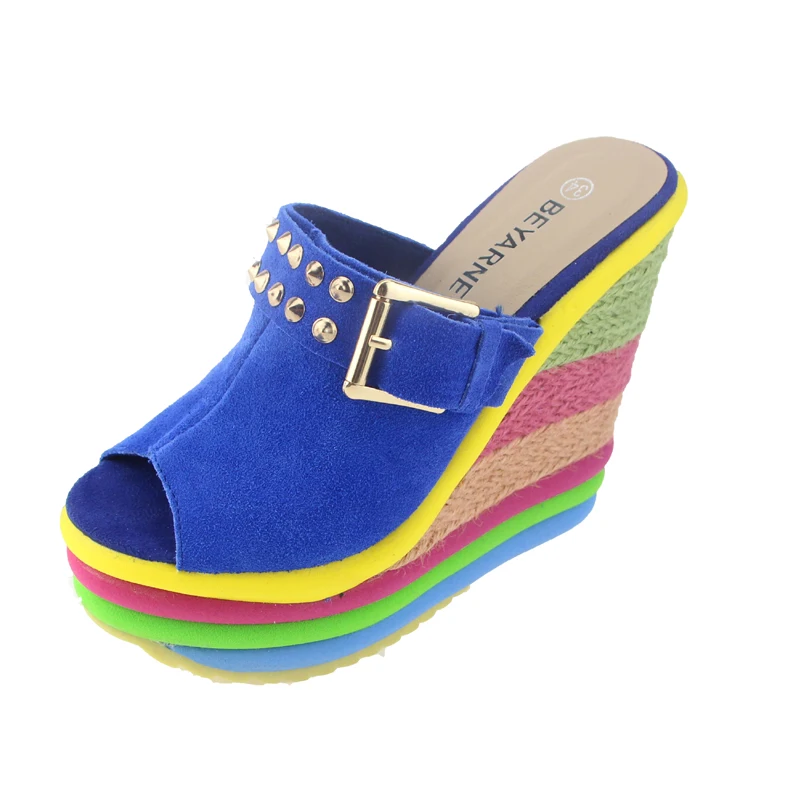 Женские босоножки на танкетке без застежки с открытым носком|summer shoes women|sandalias