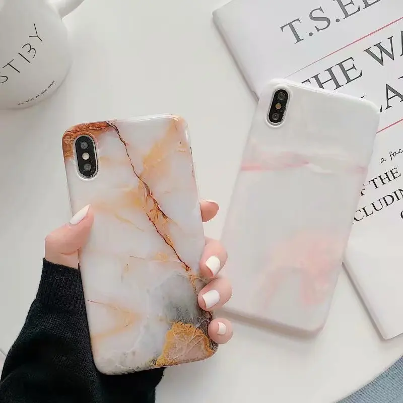 Гладкий мраморный чехол для iPhone X Xs Max XR силиконовый мягкий из ТПУ 8 7 plus 6 6S в