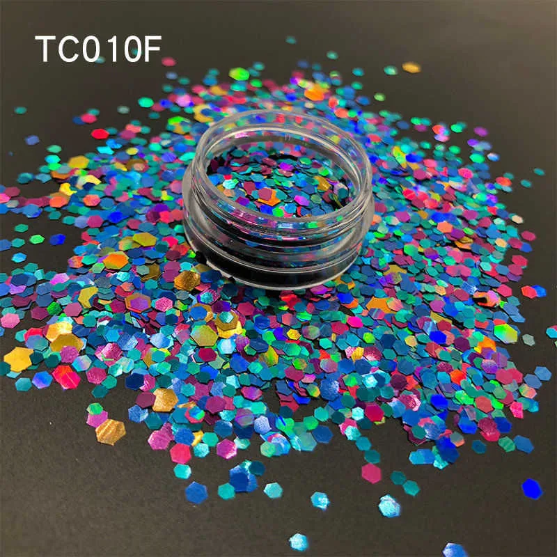 

10 Types 1.6mm Mixed Color Chunky Glitter Hexagons Nail Face Body Eyelid Sequins Glitter Powder Women Dance Party 1.5g