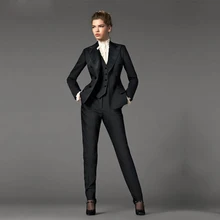 Jacket+Pants+Vest Design Black Women Business Suits Blazer Female Office Uniform 3 Piece Suit Ladies Winter Formal Suits