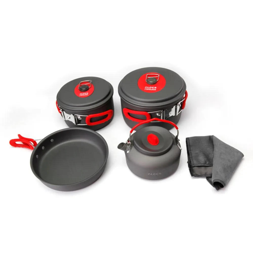 

ALOCS CW-C06S Outdoor Camping Cookware Set Pots Frying Pan Kettle Portable Picnic Cooking Tableware Set for 3-4 People
