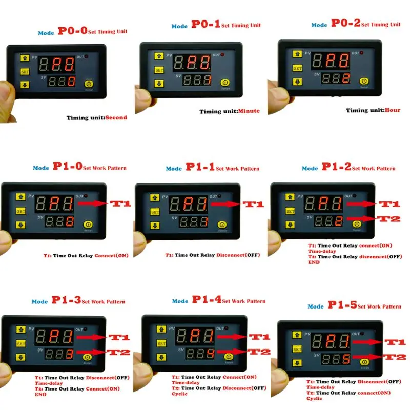Реле задержки таймера модуль двойной цифровой светодиодный дисплей переключатель времени 0-999s 0-999m 0-999h регулируемый