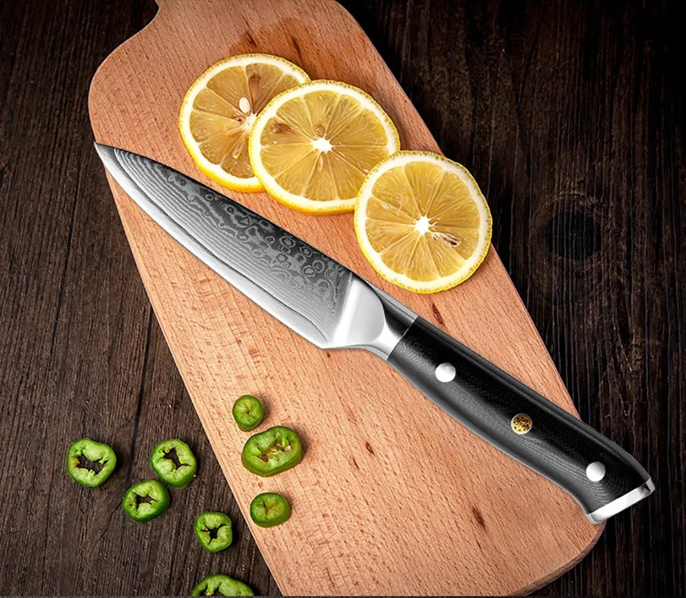 XITUO набор кухонных ножей из дамасской стали santoku, острый нож для мяса, филе, фруктов, овощей, кухонная утварь, черный, Новинка