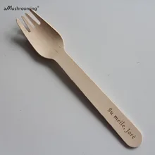 X25 Персонализированные Одноразовые деревянные Посуда для свадебной вечеринки деревянные вилки Пластик альтернатива вечерние салат, торт вилки