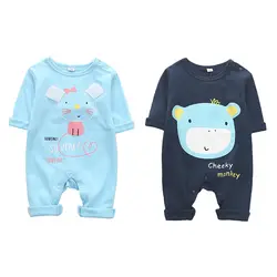 Одежда для малышей 2018 Демисезонный Новые комбинезоны для новорожденных для маленьких мальчиков комбинезон для девочек одежда Блузка с