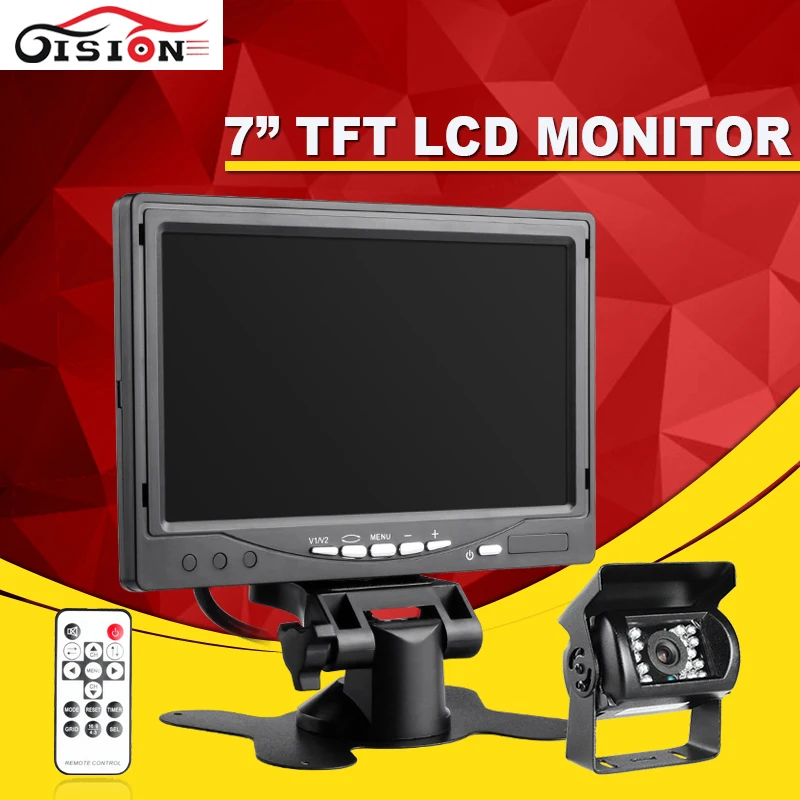 

Night Vision IR Waterproof 600TVL CCD Car Rearview Parking Camera With 7Inch TFT LCD Monitor For Reversing Backup Free shipping