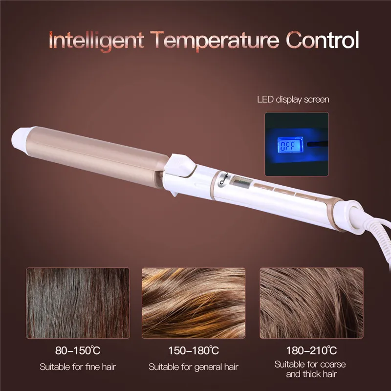 

Electric Professional Ceramic Hair Curler LED Curling Iron Roller Curls Wand Waver Temperature Adjust Corrugated Crimper Styler