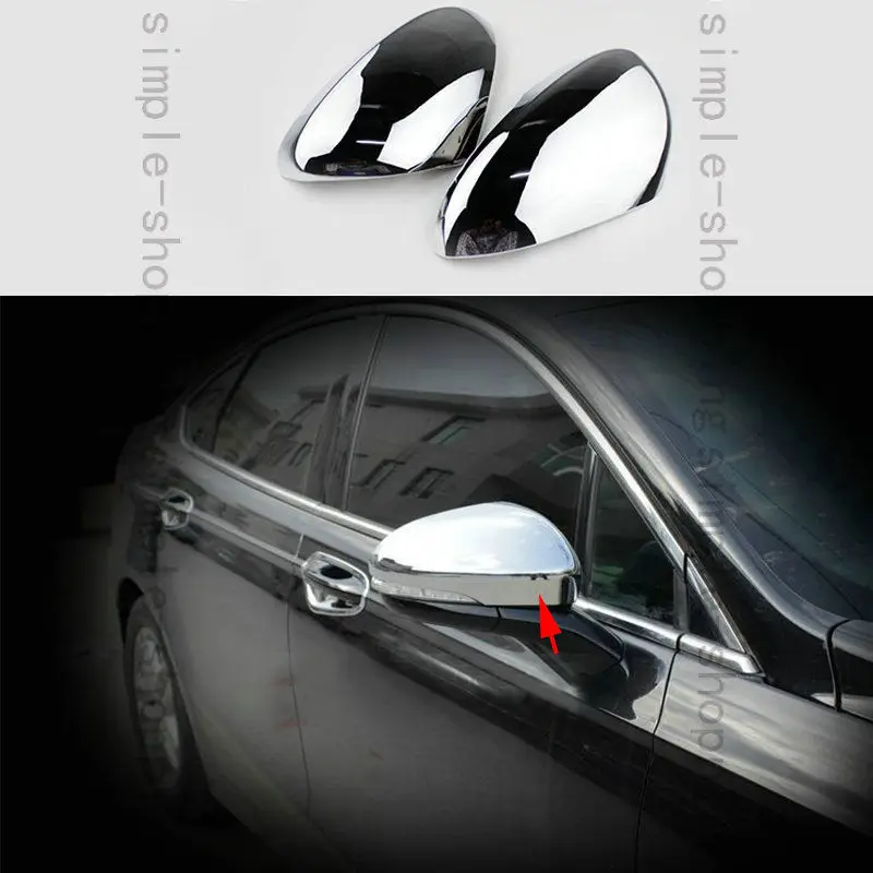 2pcs Chrome Side Door Rearview Mirror Cover Trim For Ford Fusion Mondeo 13-16