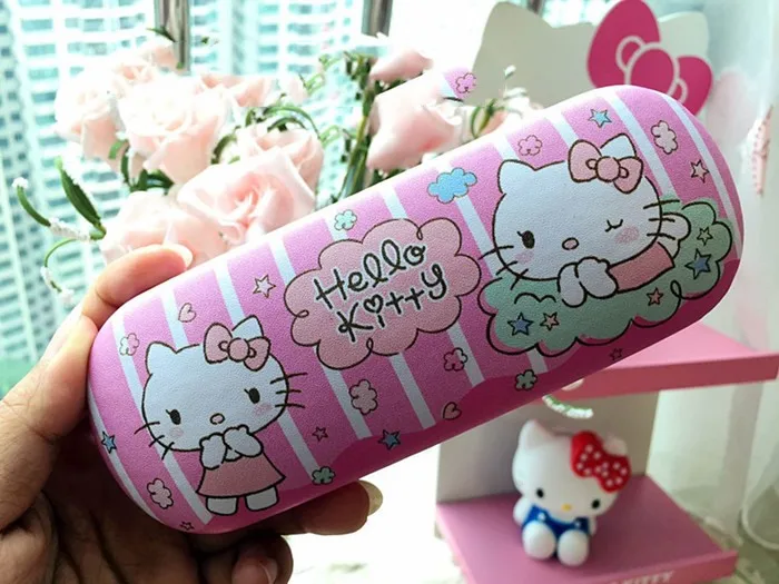 Новая мода мультфильм кошка hello kitty кожа Студенческая девушка близорукий Чехол для очков Леди Портативный Прекрасный Футляр для очков подарок на день рождения