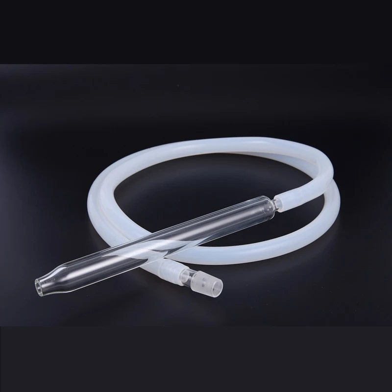 

big hookah hose set thick glass mouth piece and adapter 1.5m siliocn hose for led art hookah with big adapter hookah accessory