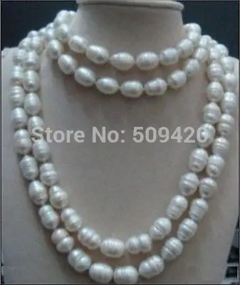 

~~ Free Shipping 60" huge 11-14mm Australian south sea white baroque pearl necklace