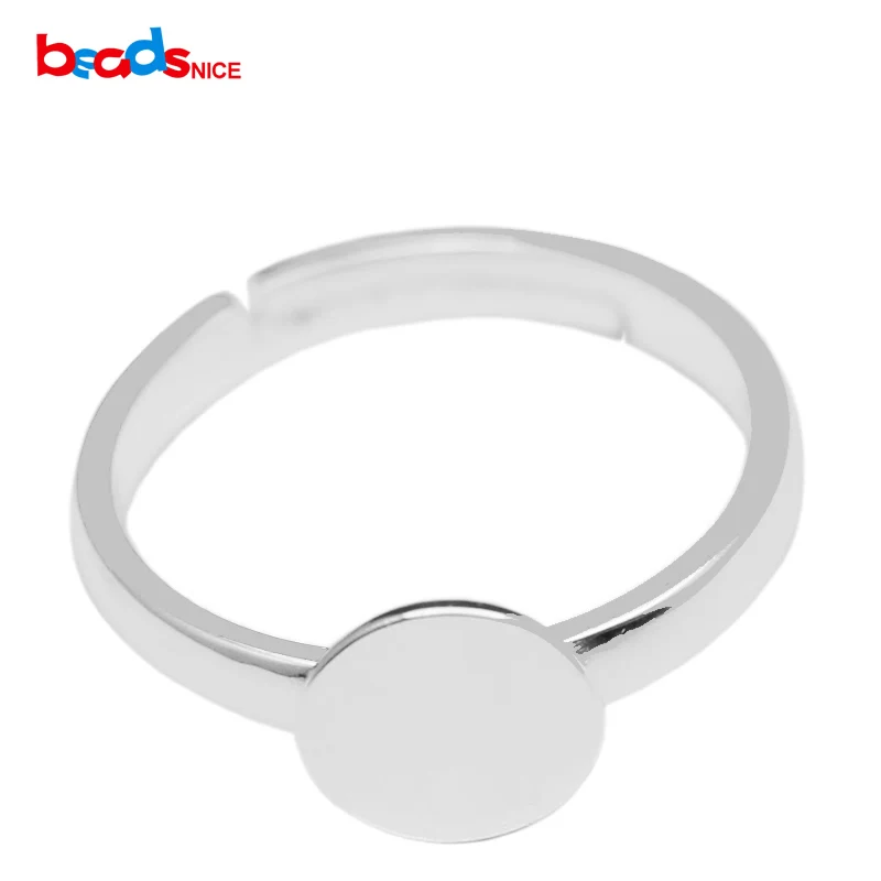 

Beadsnice 925 Sterling Silver Ring Blank with Silver Ring Base with 8mm / 12mm Glue Pad on Adjustable Ring for DIY ID16697