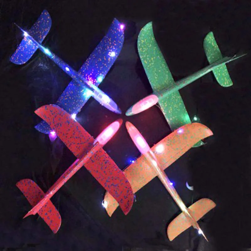 48 см с лампой DIY ручной бросок Летающий планер самолеты пена модель аэроплана наполнители Летающий планер открытый Airline игрушки подарок для детей