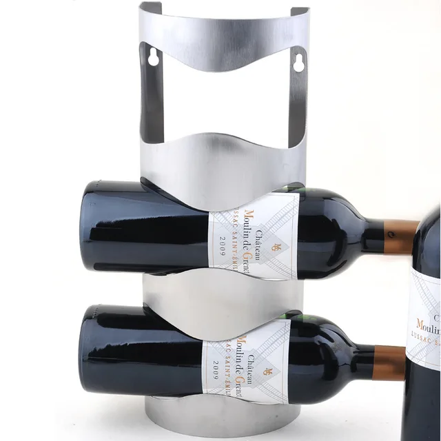 1PC 3 or 4 Hole Stainless Steel Wall Mounted Wine Holder Rack Household Wine Bottle Holder