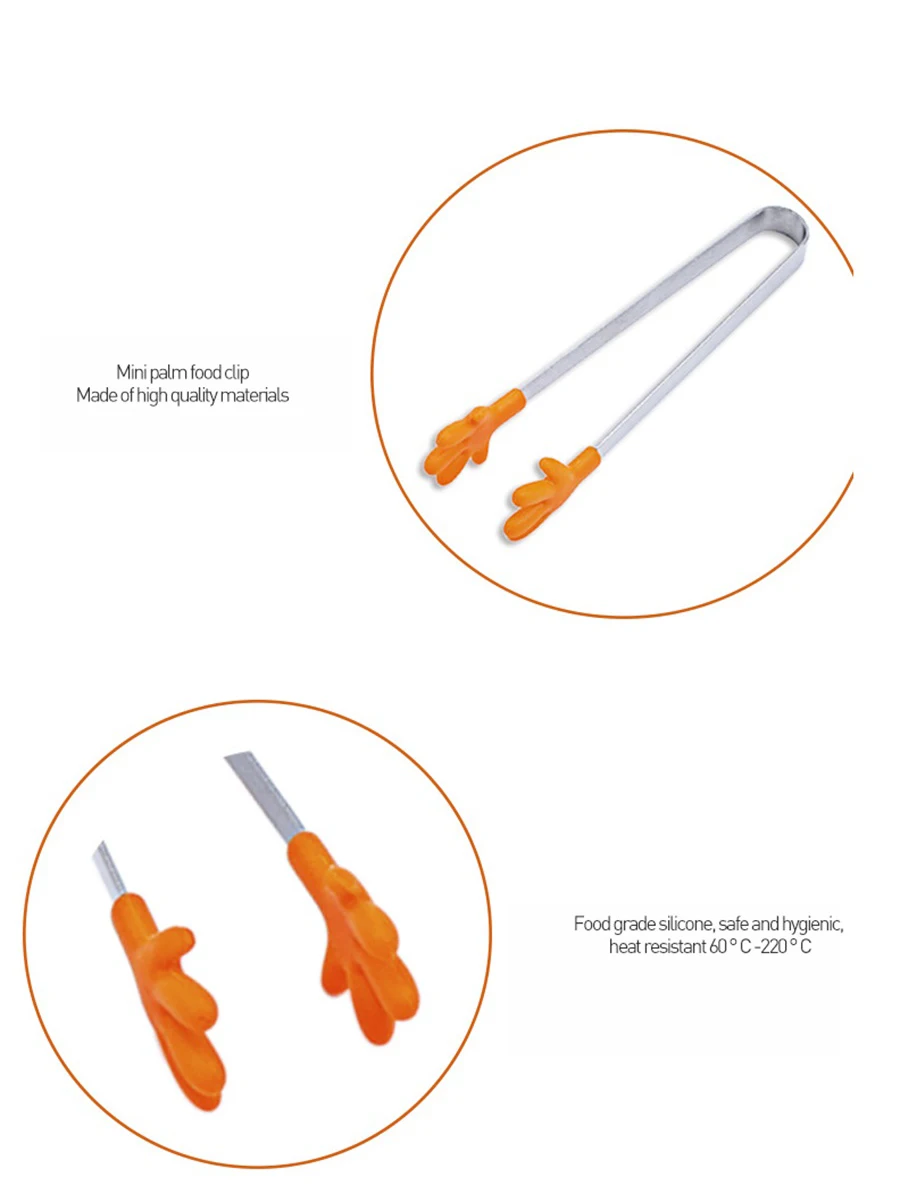 Креативные ручные портативные маленькие пальмовые силиконовые клипсы Нескользящие из нержавеющей мини-еды ледяной квадратный сахар барбекю куб кухонные инструменты для зажима 60