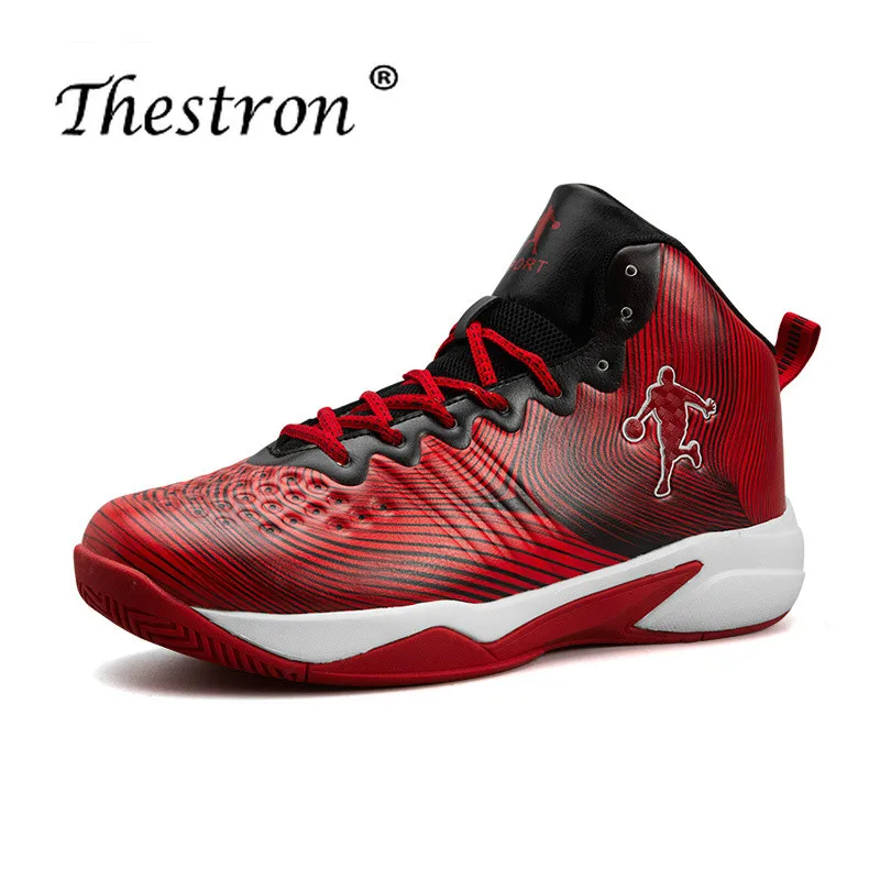 

Thestron New Boys Basketball Shoes Comfortable Basketball Sneakers Men Brand Shoes Red Blue Male Training Shoes High Top Sneaker