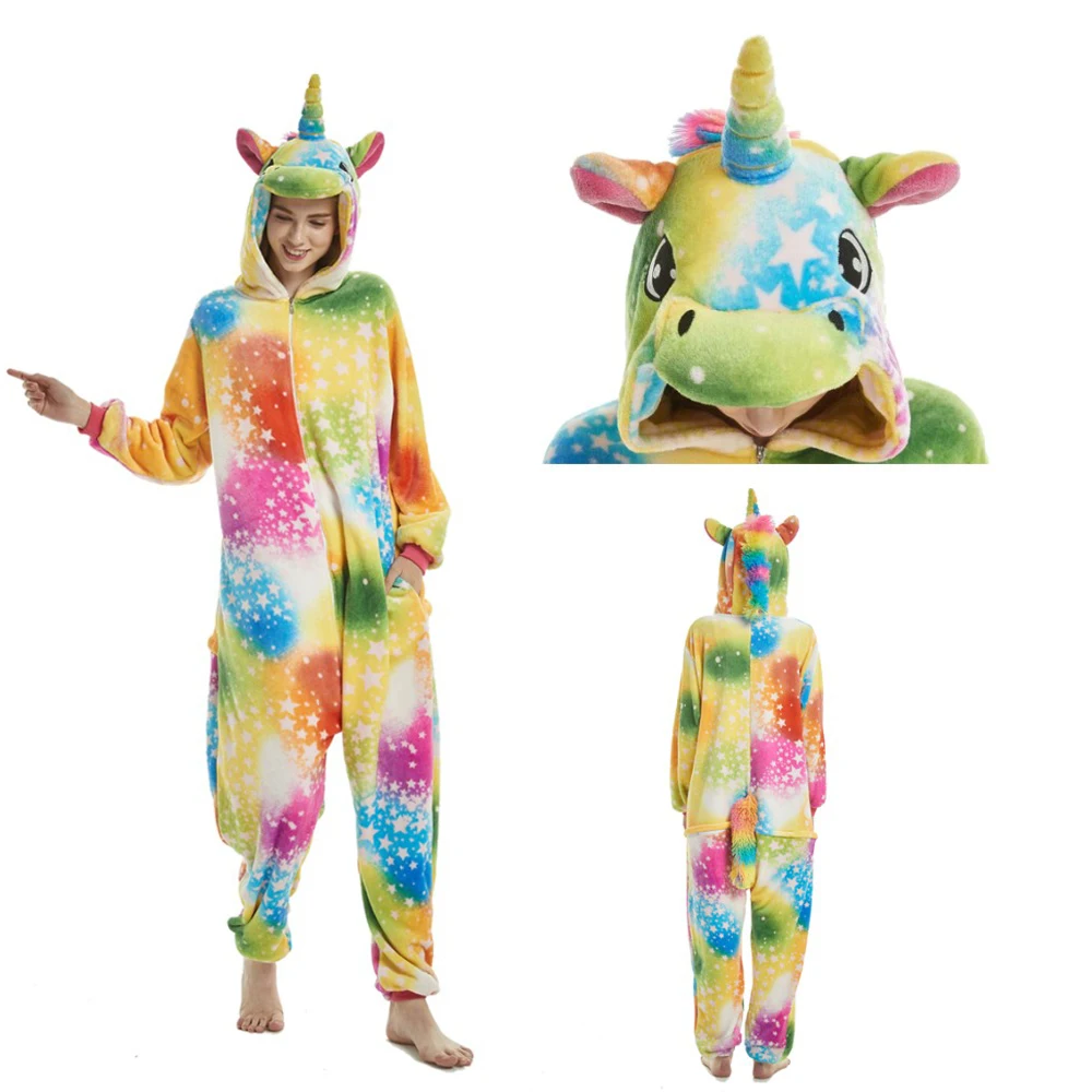

Unicorn Pajamas Onesie Women Kugurumi Cute Animal Panda Stitch Flannel Pajama Kigurumi Adults Nightie pijama unicornio Sleepwear