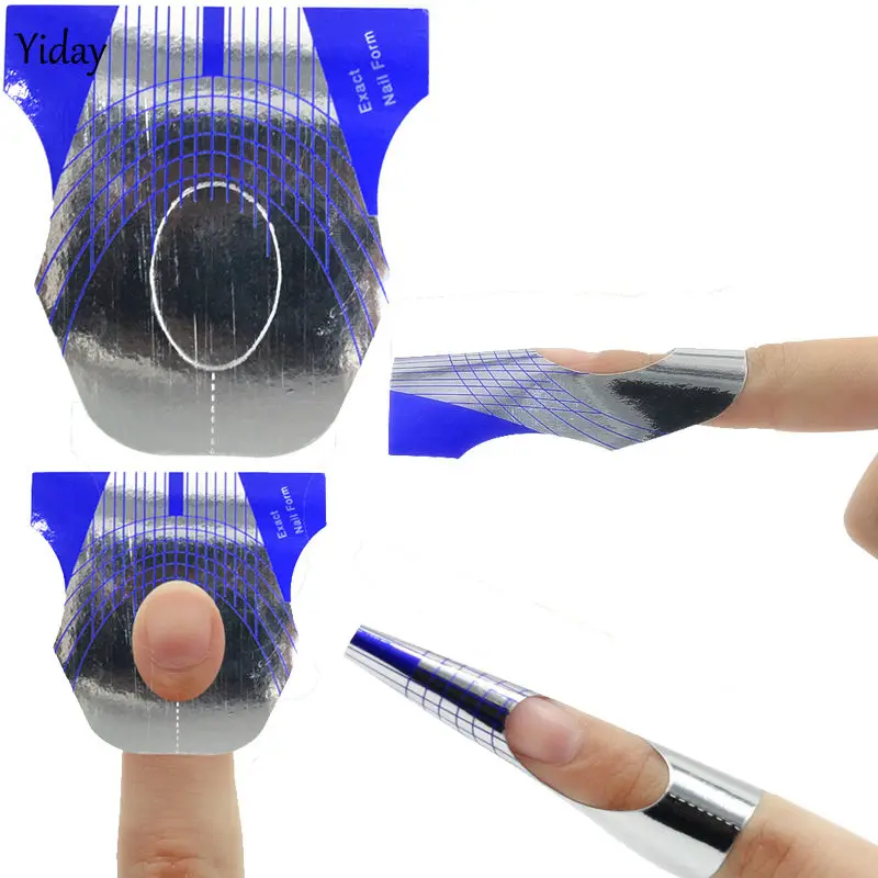 

100pcs Blue Silver Horseshoe Exact Nail Form Stickers Gel Polish Tip Extension Nail Tools Nail Paper Holder Beauty Accessories