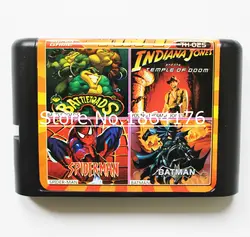 Th025 Mulit игры 16 бит Sega MD игра картридж для megadrive бытие системы, 4in1 (Битва жабы, человек-паук, Бэтмен, Индиана Джонс)
