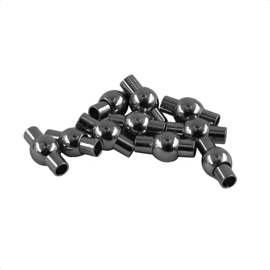 10Pcs Barrel Magnetic Clasps Glue-in Ends Jewelry DIY Making Findings Black