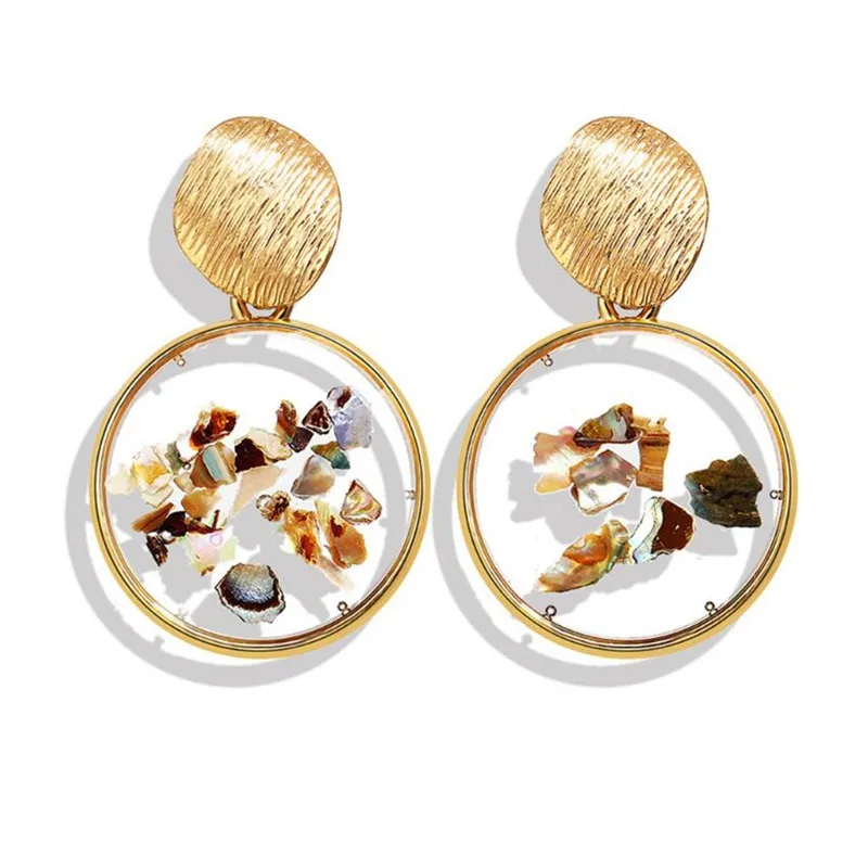

2019 Newest Shell Acrylic Tortoise Charm Earring For Women Boho Resin Round Drop Dangle Earrings Fashion Brincos Hot Sale