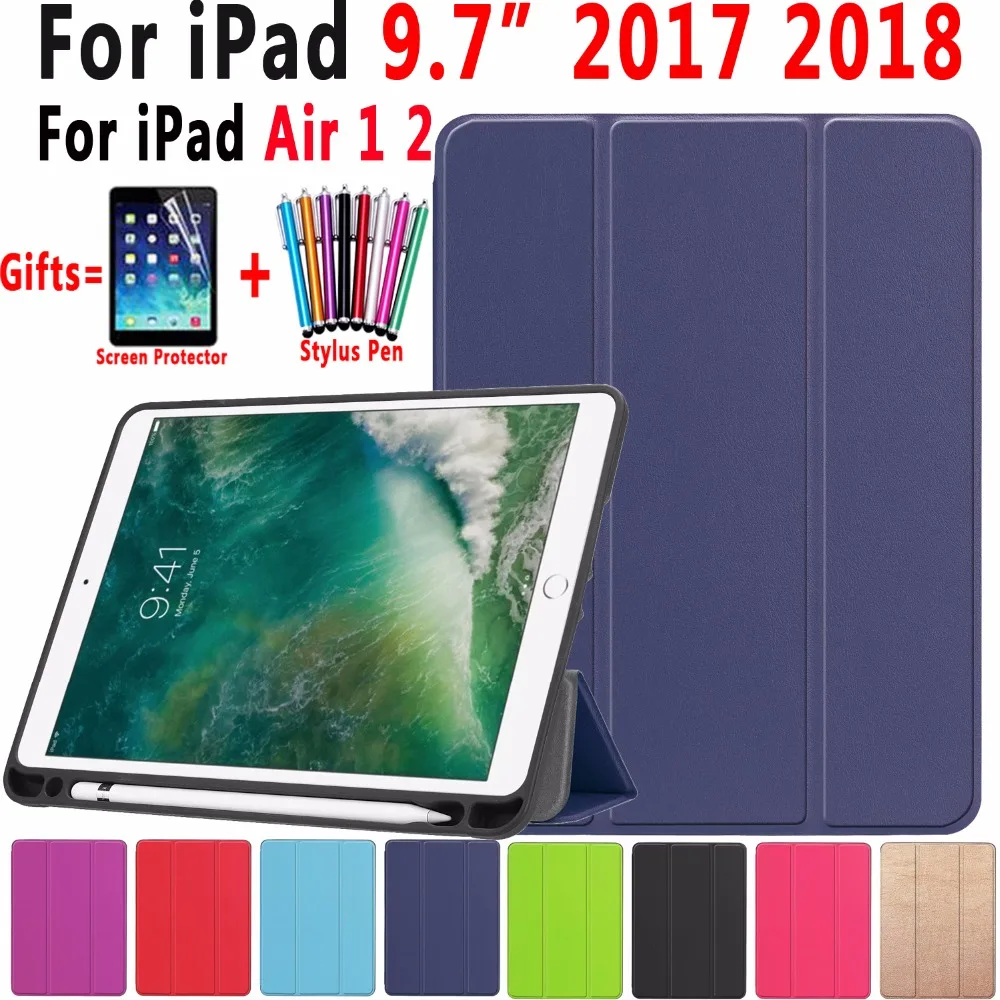 

Smart Pencil Case for Apple New iPad 9.7 2017 2018 iPad Air 1 2 5 6 5th 6th Generation Magnetic Leather Awake Sleep Cover Funda