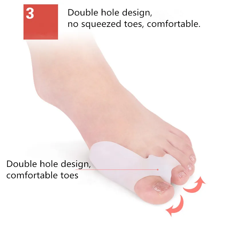 2 шт., разделитель пальцев ног, вальгусная деформация пальцев, перекрещивание пальцев, реабилитация, коррекция, ортопедический инструмент, облегчение боли в ногах D3