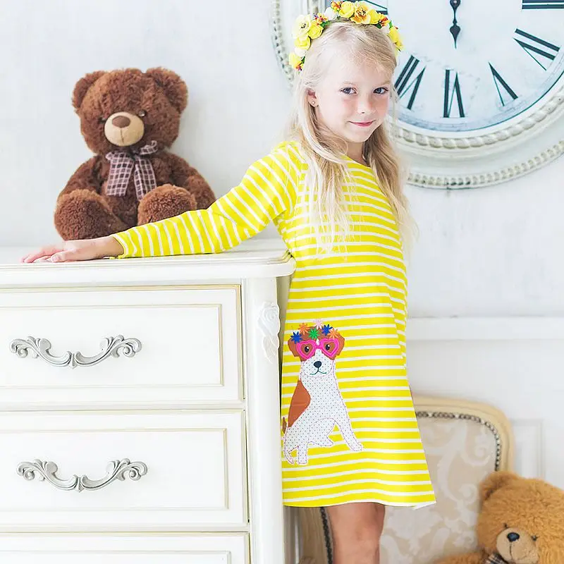 Long Sleeve Girl Dress with Animal Applique Baby Girls Clothes Children Princess Dress for Party Wedding Kids Dresses for Girls Long Sleeve Girl Dress with Animal Applique Baby Girls Clothes Children Princess Dress for Party Wedding Kids Dresses for Girls