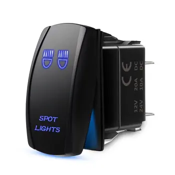 

5Pin Laser Spot Lights Rocker Switch On-Off LED Light 20A 12V, Blue