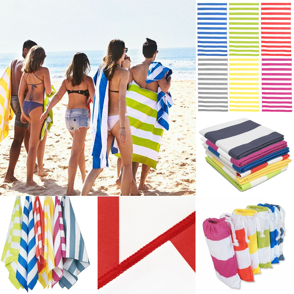 

2019 New Arrival Microfibre Extral Large Striped Beach Towels Quick Dry Travel Towel 170x90cm/66.9x35.4 inch