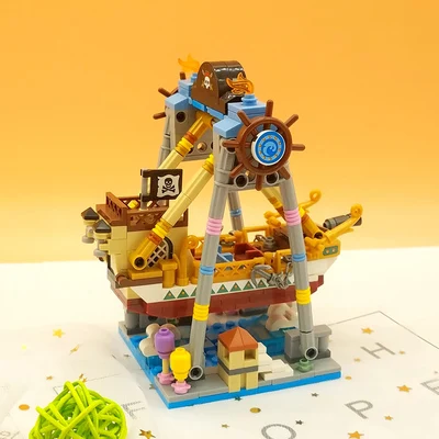 DIY частицы игровая площадка строительные блоки сплайсинга блоки декомпрессии игрушечная мини-кукла машина merry-go-круглый раннее образование подарок - Цвет: pirate boat  541