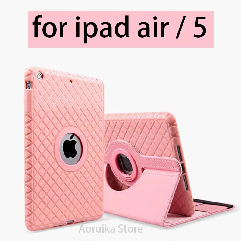 

for iPad air Tablet Case 360 Rotating Function Solid PU Leather Stand Fashion for Ipad 5 Folio Protective Cover Holster