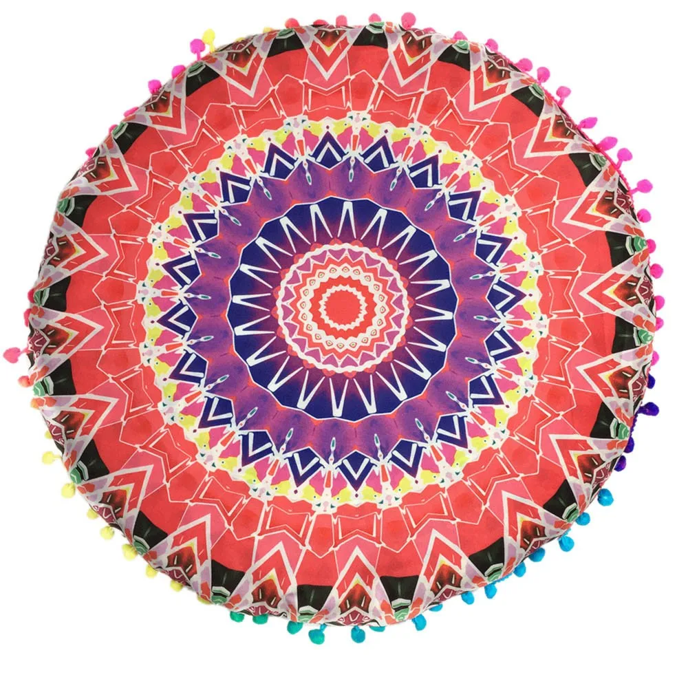 43*43cm Indian Mandala Cover Round Floor Pillows Round Bohemian Cushion